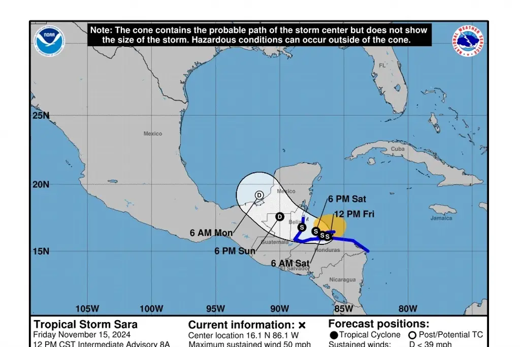 Imagen Tormenta tropical Sara emergería al Golfo de México; ¿Puede intensificarse?