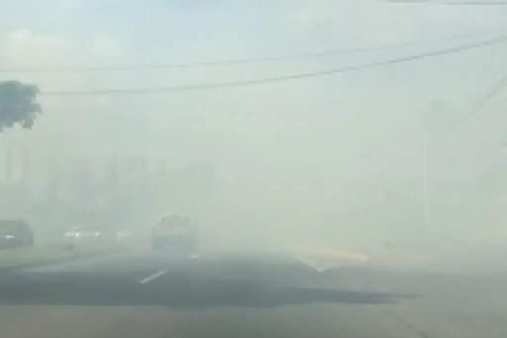 Imagen Quema de pastizal dificulta visibilidad de automovilistas en carretera Veracruz-Xalapa 