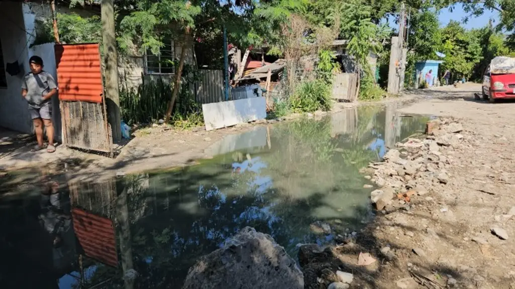 Imagen Vecinos acusan que tienen río de aguas negras afuera de sus casas al norte de Veracruz