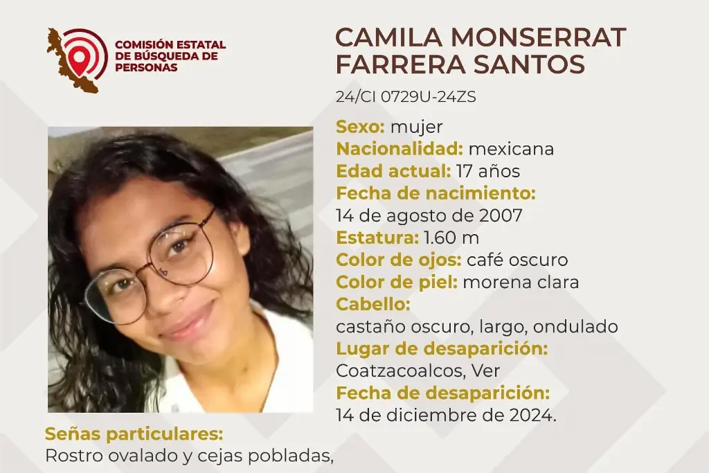 Imagen Ella es Camila, tiene 17 años y desapareció al sur de Veracruz 