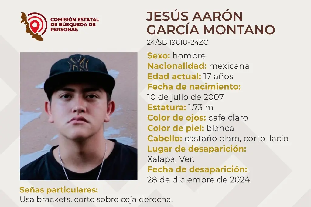 Imagen Él es Jesús Aarón, tiene 17 años y desapareció en Xalapa, Veracruz 