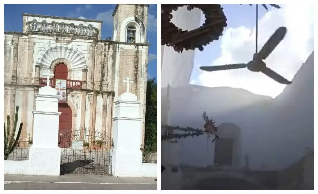 Imagen Cae parte del techo de histórico templo y convento en Campeche