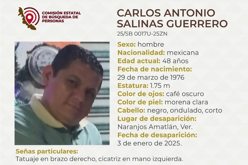 Imagen Él es Carlos, tiene 48 años y desapareció al norte de Veracruz 