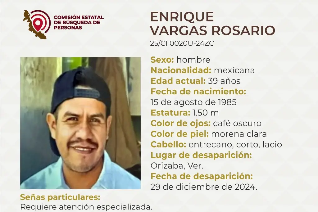 Imagen Él es Enrique, tiene 39 años y desapareció en Orizaba, Veracruz 