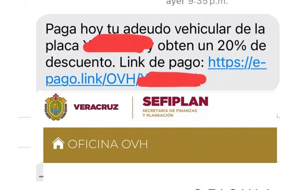 Imagen ¡No caigas! Alertan por página falsa de Hacienda Veracruz; piden pagar derecho vehicular por transferencia 