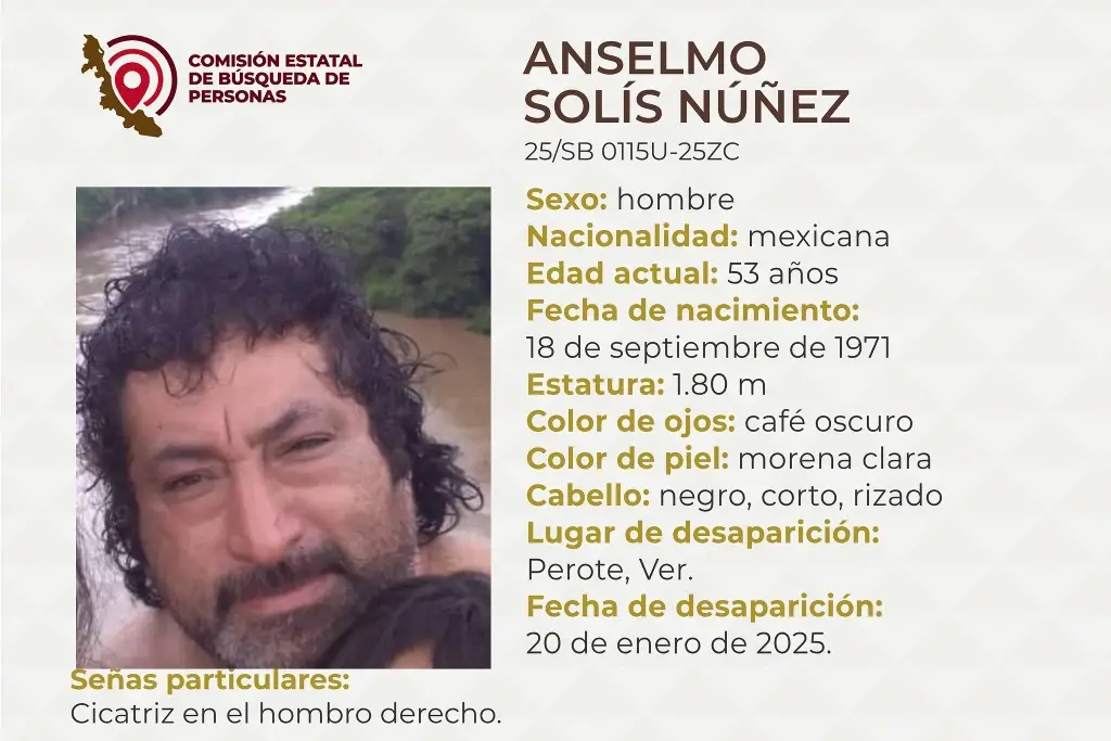 Imagen Él es Anselmo, tiene 53 años y desapareció en Perote, Veracruz 