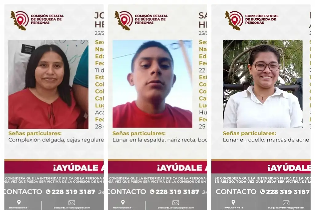 Imagen En el sur de Veracruz reportan desaparición de 3 jóvenes en distintos municipios