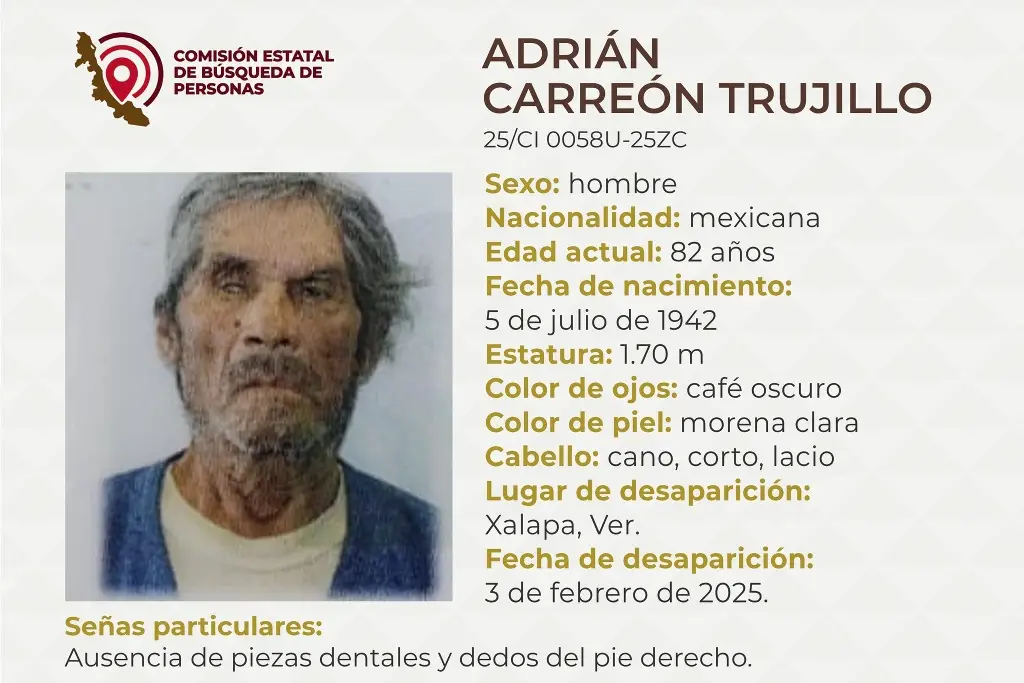 Imagen Hombre de la tercera edad desaparece en Xalapa, Veracruz