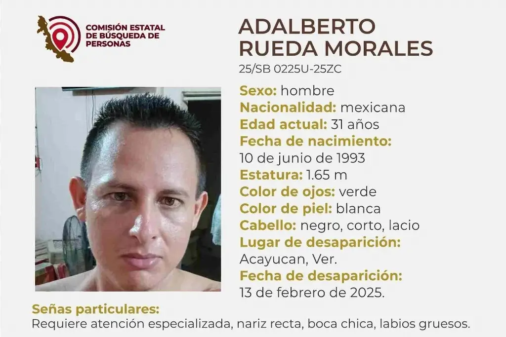 Imagen Él es Adalberto, tiene 31 años y desapareció al sur de Veracruz 