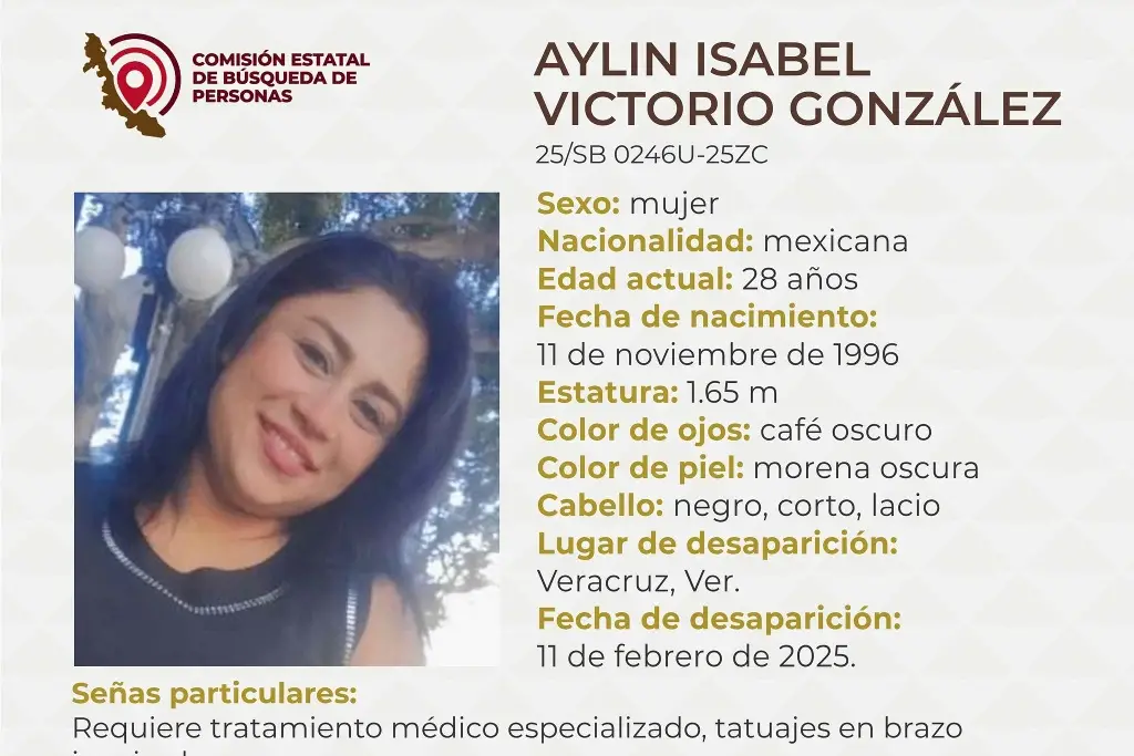 Imagen Ella es Aylin Isabel, tiene 28 años y desapareció en la ciudad de Veracruz 