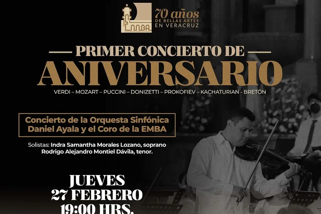 Imagen No te pierdas este jueves el Primer Concierto de Aniversario de la EMBA en Veracruz 