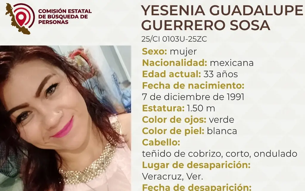 Imagen Desaparece Yesenia en Veracruz; aquí sus características