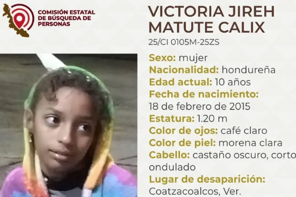 Imagen Buscan a menor hondureña de 10 años desaparecida al sur de Veracruz 