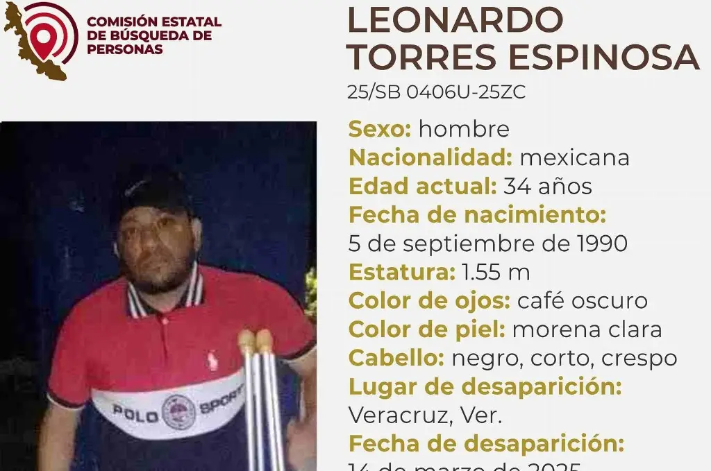 Imagen Buscan a Leonardo, hombre desaparecido en Veracruz