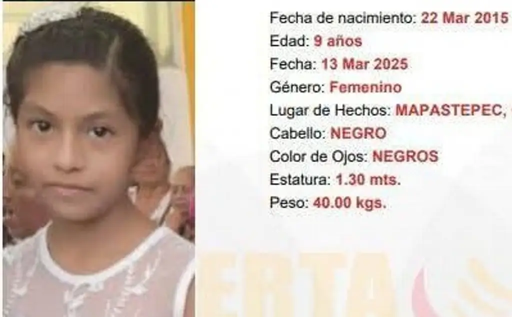 Imagen Hallan sin vida a Alison, niña de 9 años reportada desaparecida en Chiapas