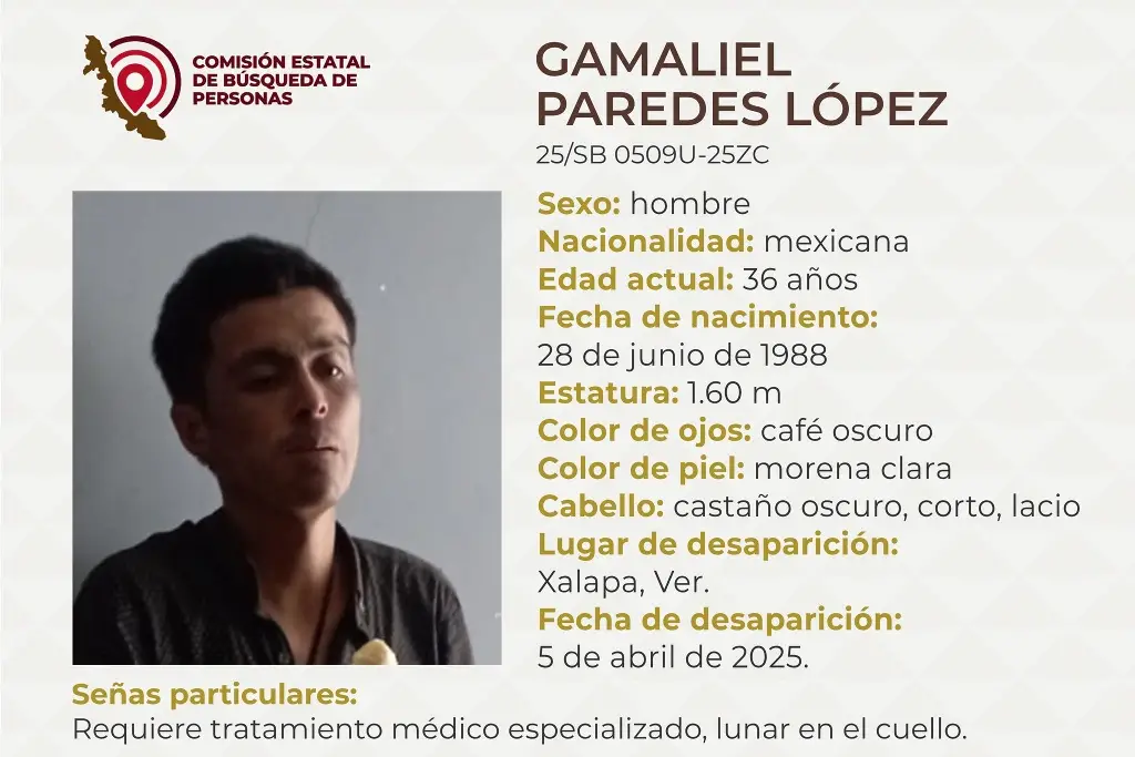 Imagen Desaparece hombre en Xalapa, Veracruz; aquí sus características 