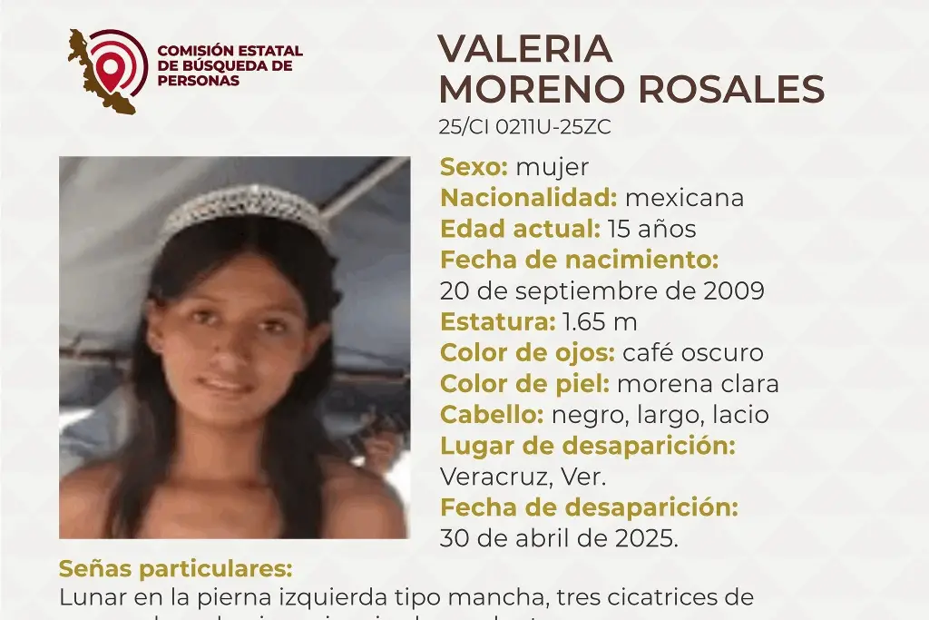 Imagen Quinceañera desaparece en el puerto de Veracruz; aquí sus características 
