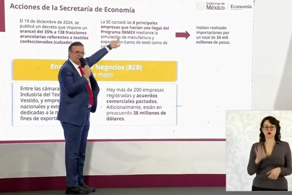 Imagen Ebrard revela que 8 empresas textiles y 1062 molinos de acero fueron cancelados por irregularidades 