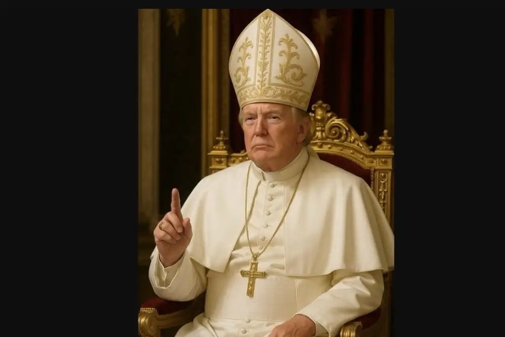 Imagen Los católicos la amaron: Trump de imagen vestido del papa