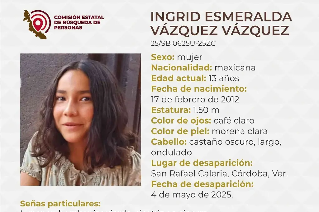 Imagen Ella es Ingrid, tiene 13 años y desapareció en Córdoba, Veracruz 