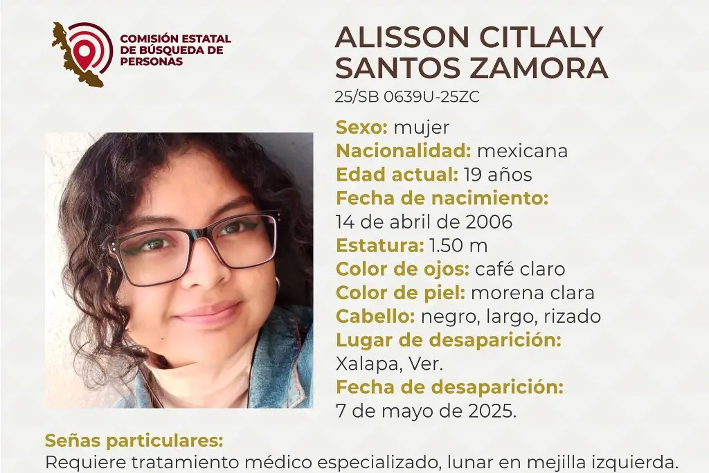 Imagen Joven de 19 años desaparece en Xalapa, Veracruz; estas son sus características