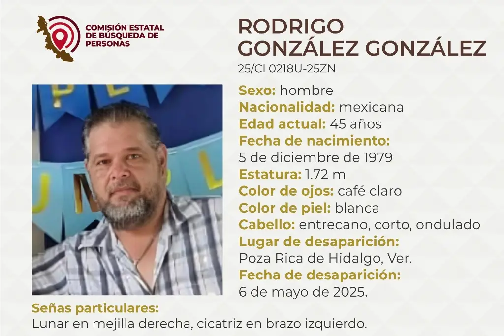 Imagen Piden apoyo para localizar a hombre desaparecido al norte de Veracruz 