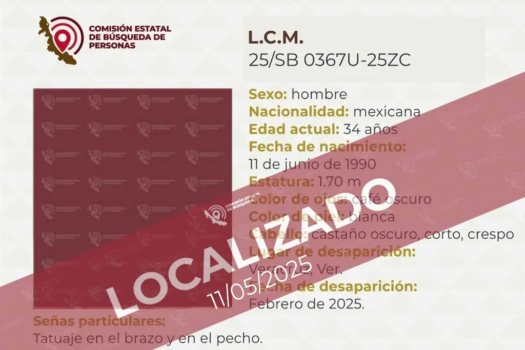 Imagen Tras varios meses, localizan a hombre reportado como desaparecido en la ciudad de Veracruz 