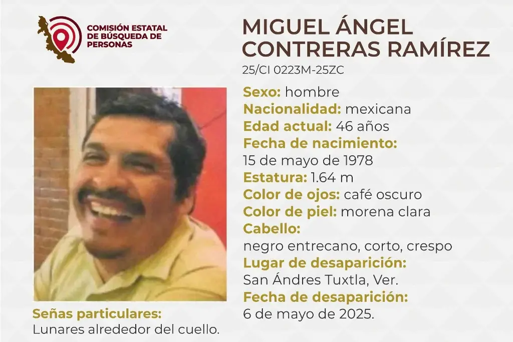 Imagen Piden apoyo para localizar a hombre desaparecido al sur de Veracruz 