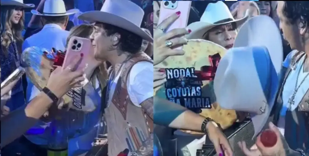 Imagen Christian Nodal regaña a fan por quitarle sombrero (+Video) 