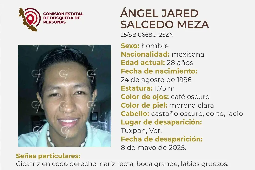 Imagen Él es Ángel Jared, tiene 28 años y desapareció al norte de Veracruz