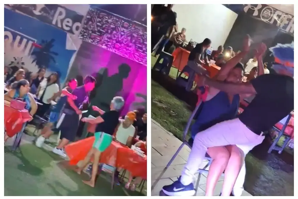 Imagen Intenta apuñalar a payasito por bailarle sexy a mujer en fiesta (+Video)