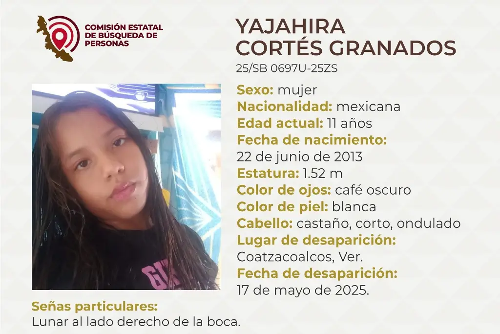 Imagen Menor de edad desaparece al sur de Veracruz; estas son sus características 