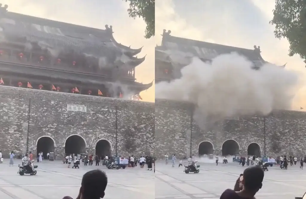 Imagen Colapsa parte de la Torre del Tambor en China (+Video) 