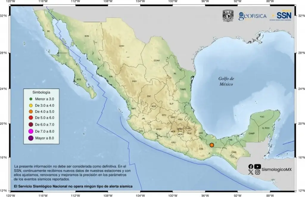 Imagen Tembló este viernes en Sayula de Alemán, al sur de Veracruz