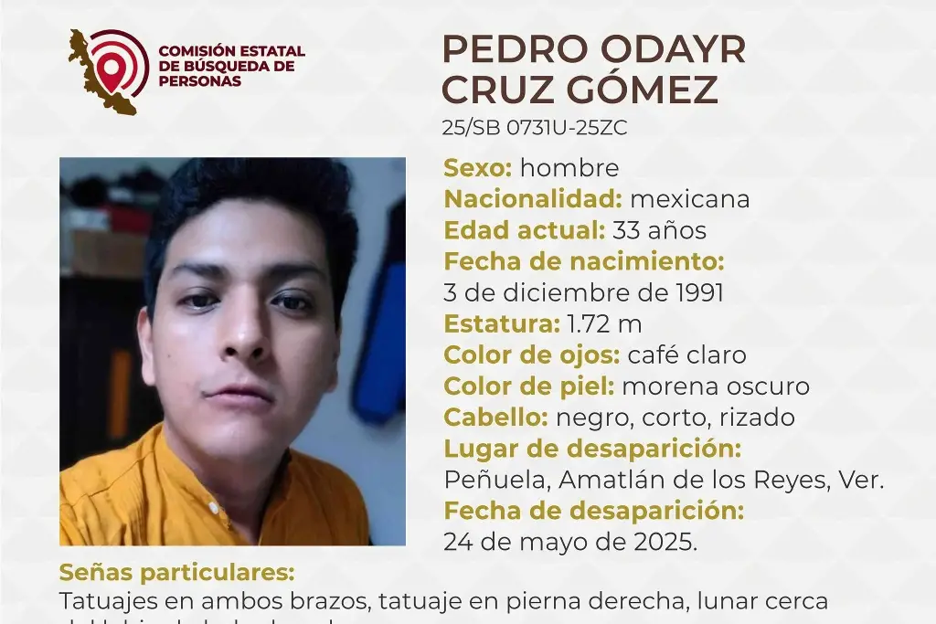 Imagen Piden apoyo para localizar a hombre desaparecido en Amatlán, Veracruz 