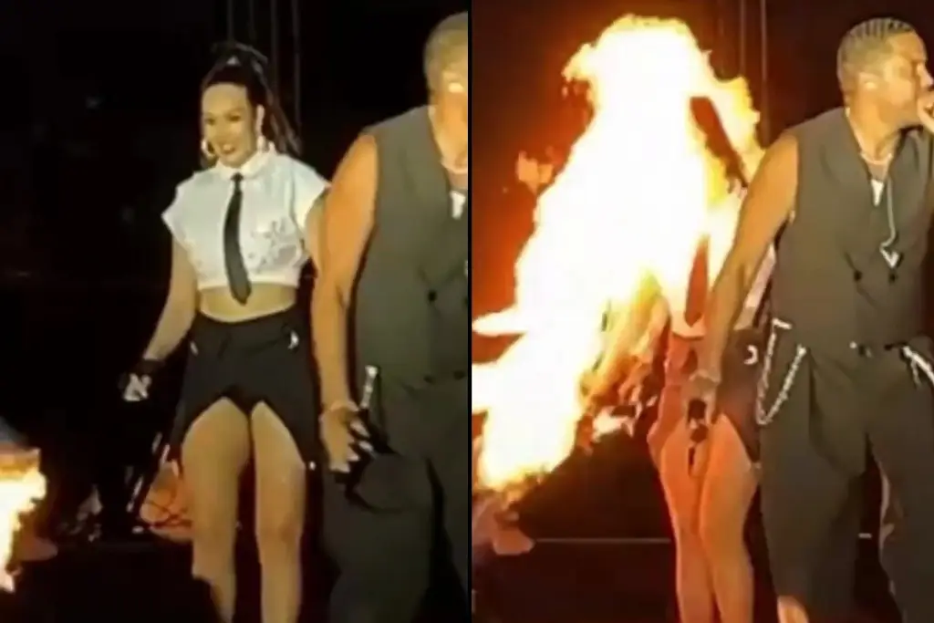 Imagen Lanzallamas estalla en rostro de bailarina del Grupo Ilegales en Monterrey (+Video)