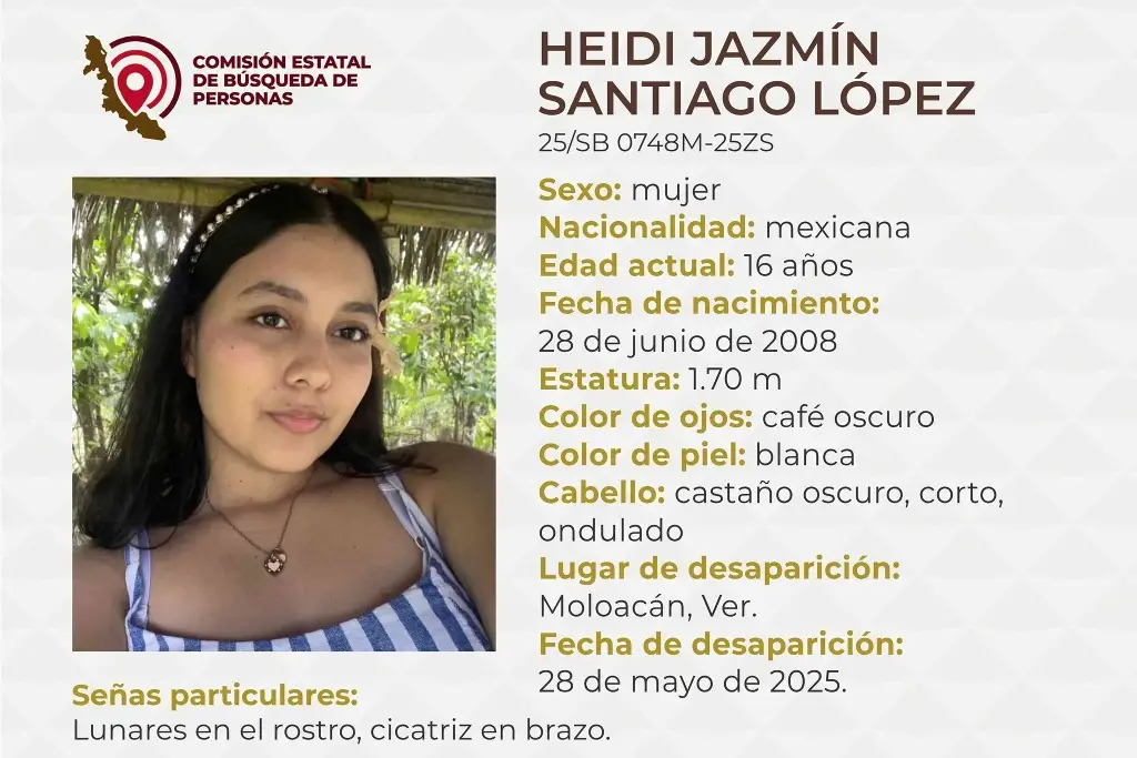 Imagen Menor de edad desaparece al sur de Veracruz; estas son sus características 