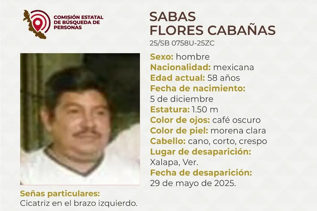Imagen Piden apoyo para localizar a hombre desaparecido en Xalapa, Veracruz 