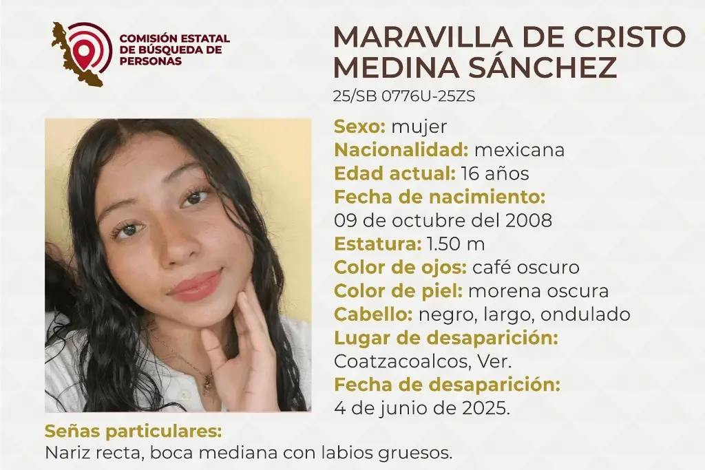 Imagen Desaparece menor de edad al sur de Veracruz; estas son sus características 