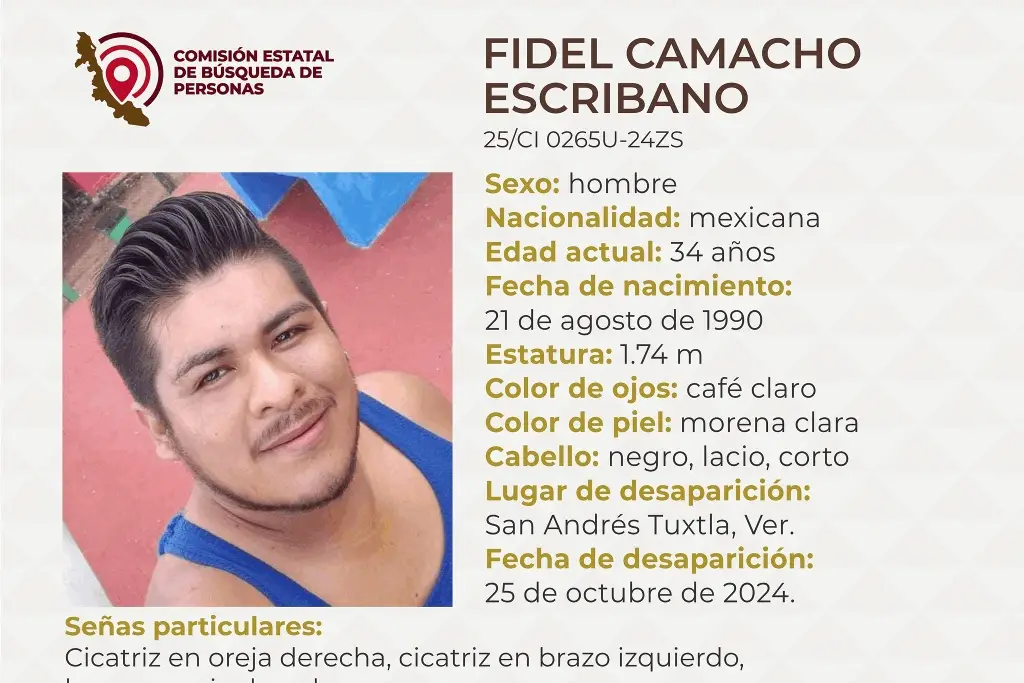 Imagen Piden apoyo para localizar a hombre desaparecido al sur de Veracruz 