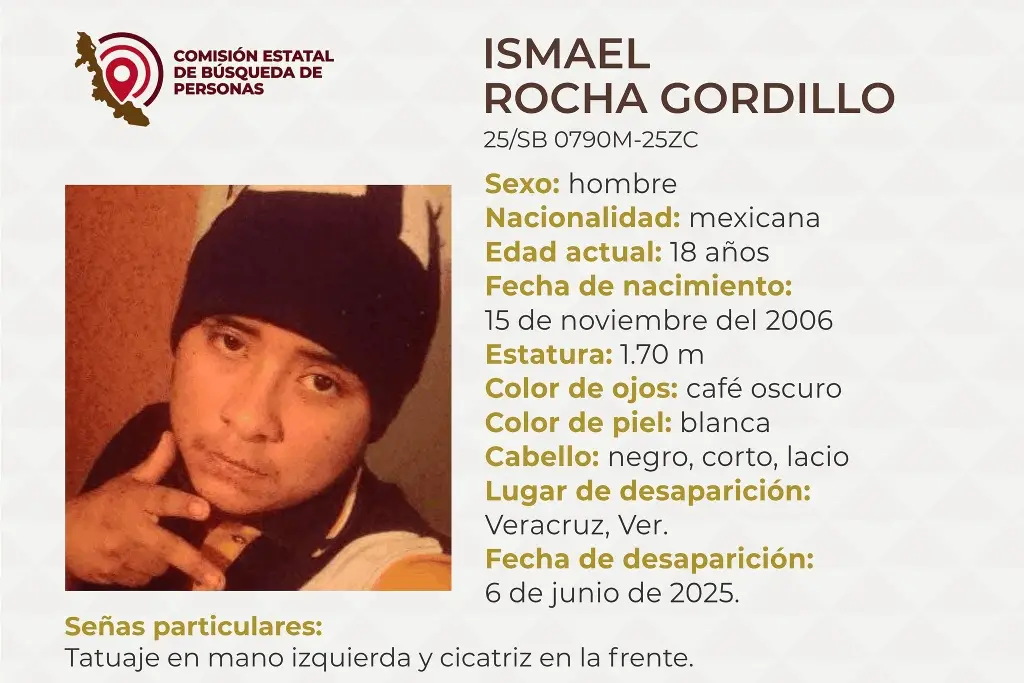 Imagen Él es Ismael, tiene 18 años y desapareció en el puerto de Veracruz 