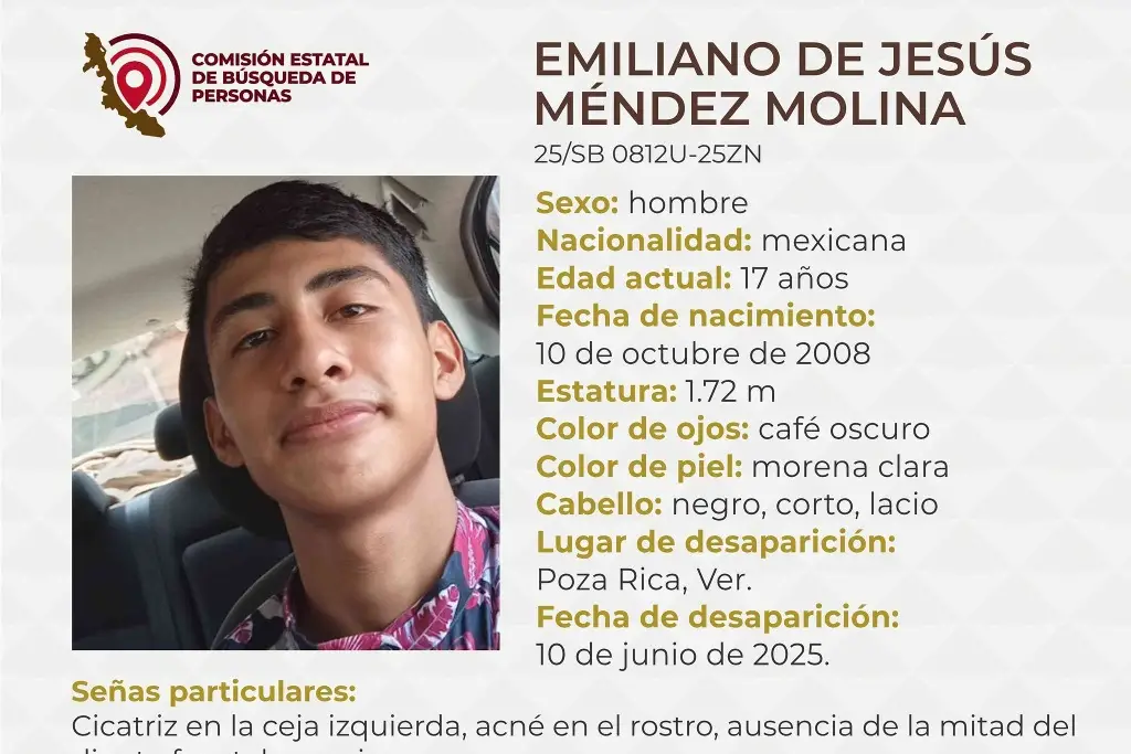 Imagen Menor de edad desaparece al norte de Veracruz; aquí sus características 