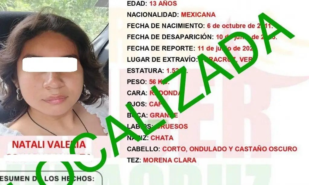 Imagen Localizan a adolescente reportada desaparecida en Veracruz