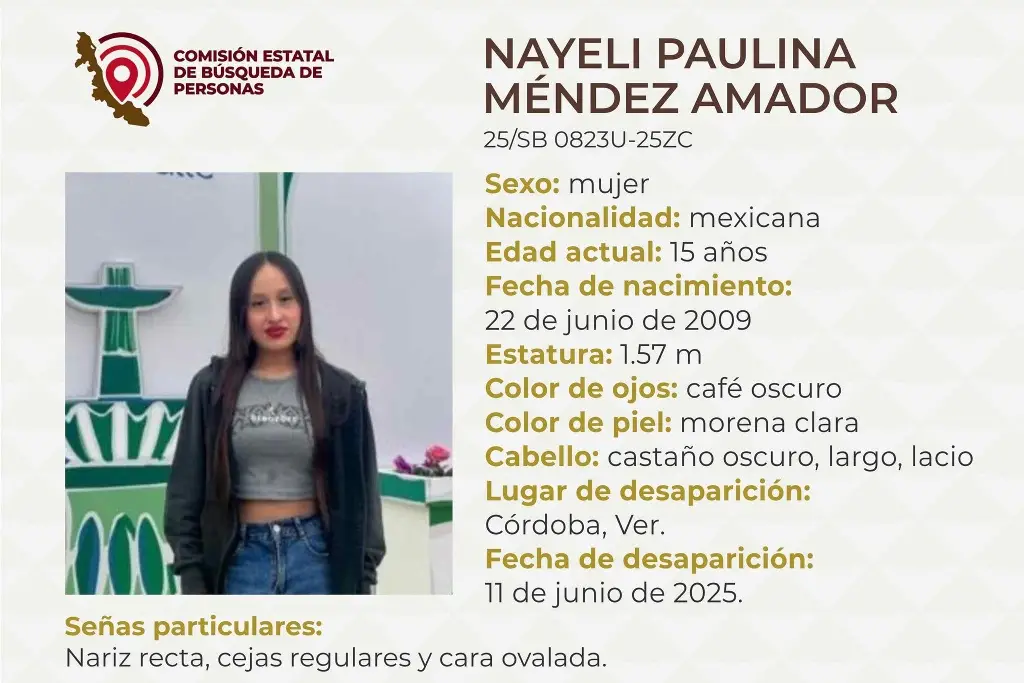 Imagen Menor de edad desaparece en Córdoba, Veracruz; aquí sus características