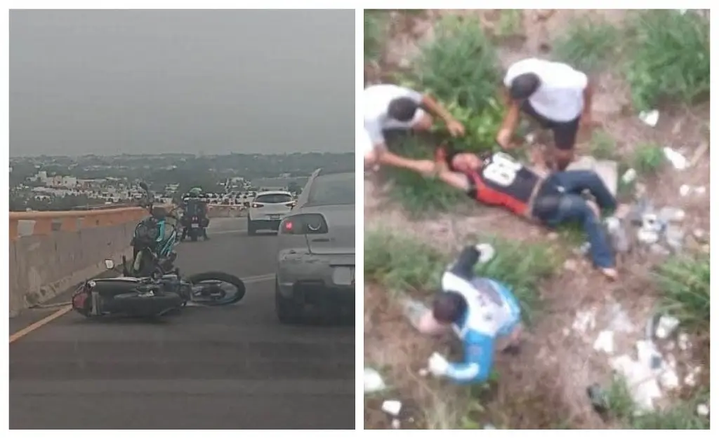 Imagen Chocan motoclistas y uno cae de puente vehicular en Veracruz