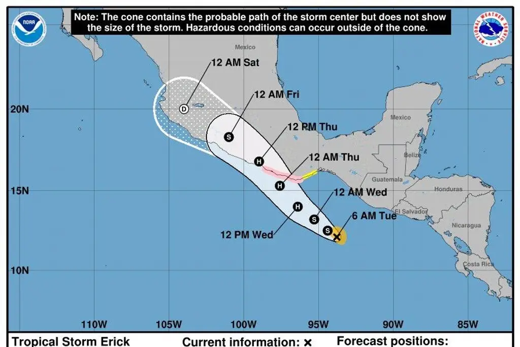 Imagen Pronostican que tormenta 'Erick' se convertirá en huracán antes de tocar tierra