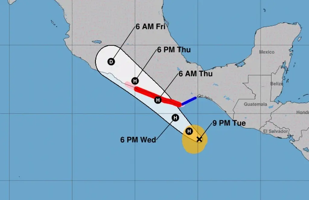 Imagen Tormenta Erick se intensifica y sigue su curso hacia Oaxaca y Guerrero