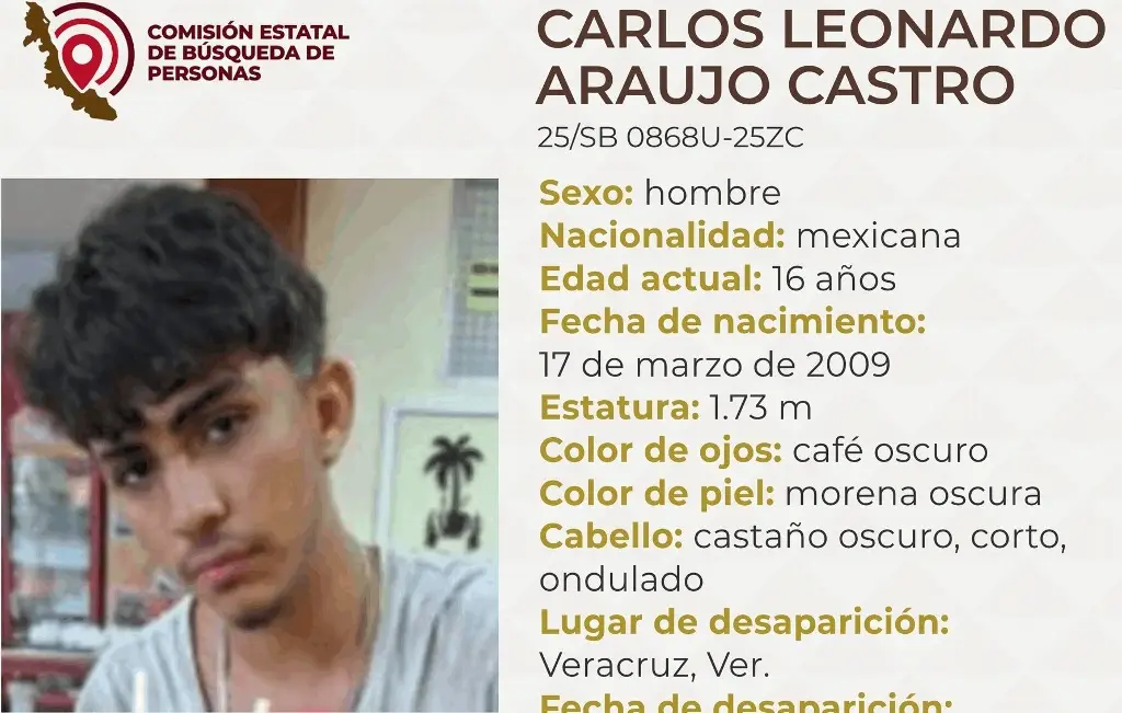 Imagen Buscan a menor de 16 años desaparecido en Veracruz