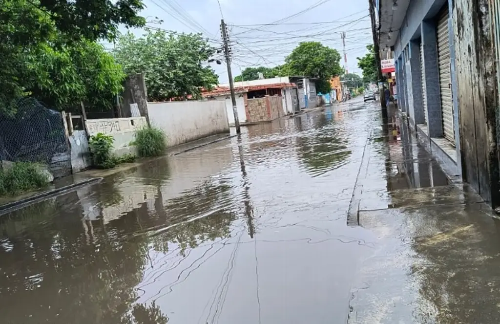 Urgen desazolvar calle inundada de aguas negras en colonia de Veracruz
