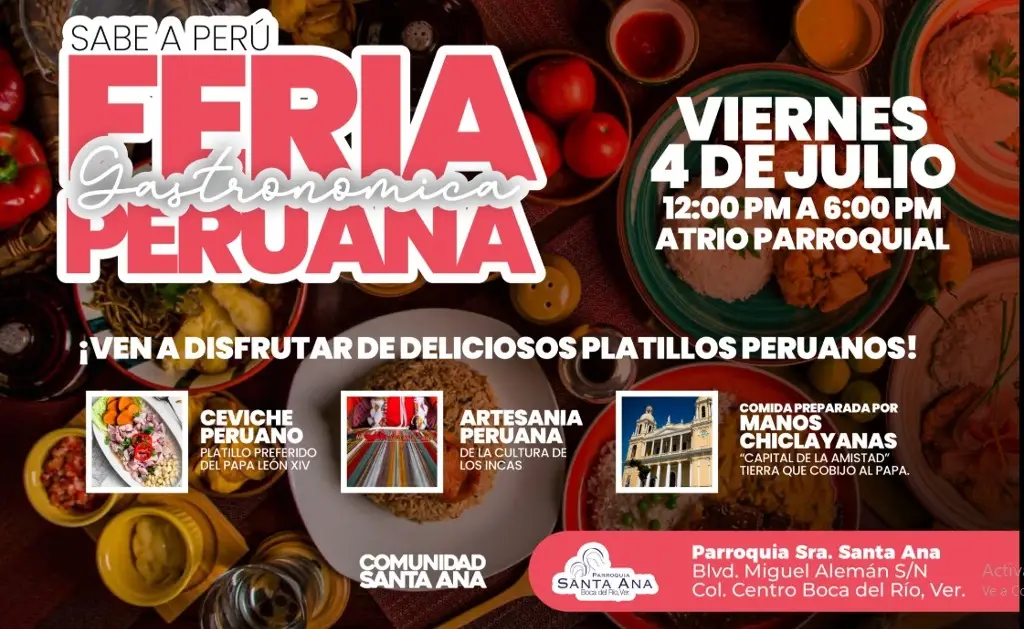 Con Feria Gastronómica Peruana inician celebraciones a Santa Ana en Boca del Río